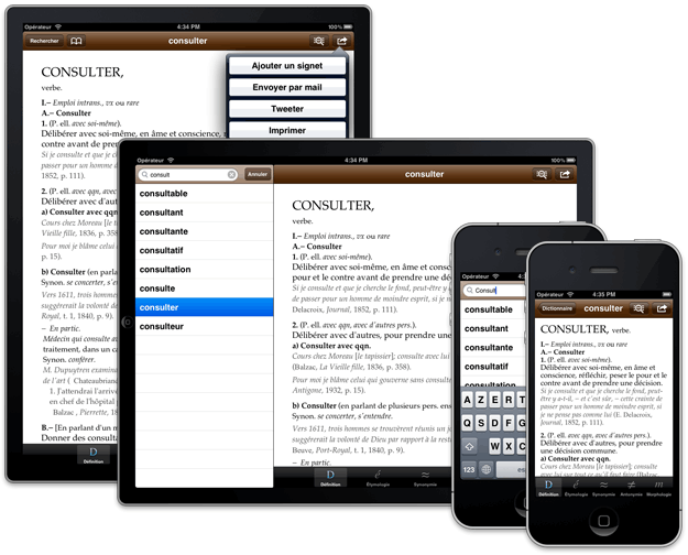 Vue iPad et iPhone de Dictionnaire pour iOS 1.7